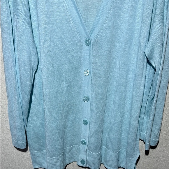Talbots Linen Girlfriend Cardigan Button - Picture 4 of 7
